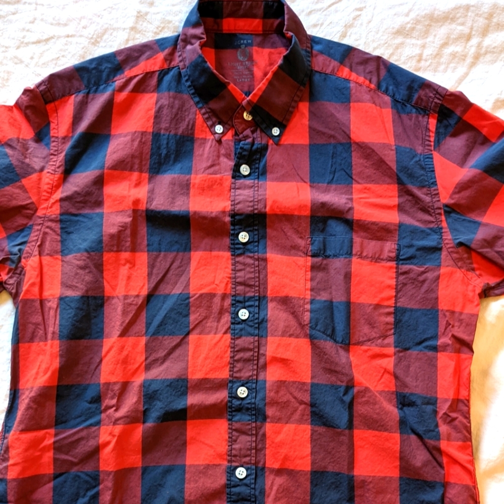 J Crew long sleeve plaid button up Large